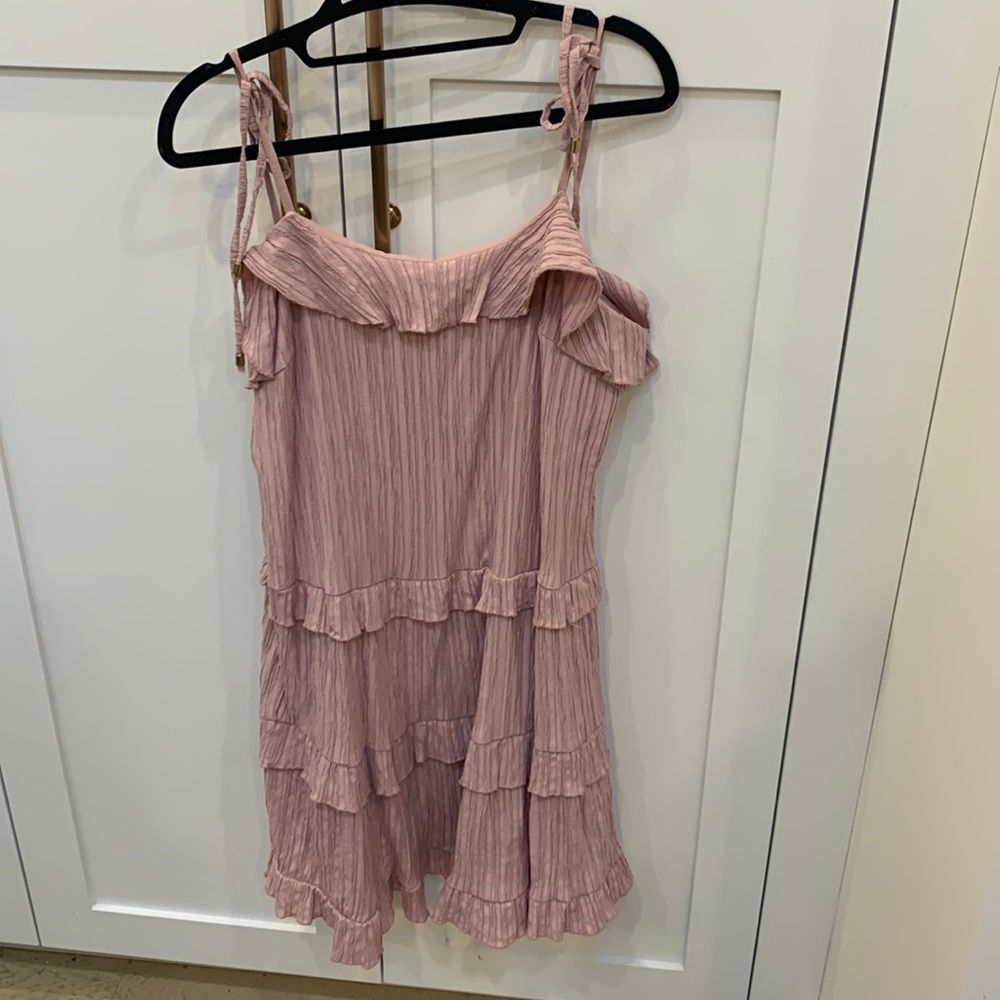 Ruffle dress with tie shoulders